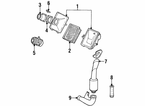 1998 Ford Taurus Air Cleaner Assembly Diagram for XF1Z9600BA