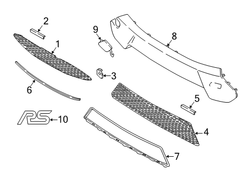 2016 Ford Focus Grille & Components Diagram