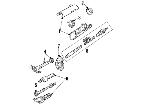 1986 Lincoln Continental Steering Column Housing & Components, Shaft & Internal Components, Shroud, Switches & Levers Diagram