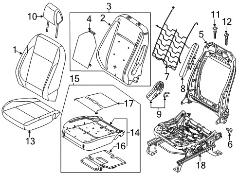 2014 Ford C-Max Passenger Seat Components Diagram