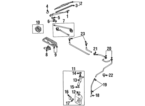 1997 Ford Aspire Wiper Blade Assembly Diagram for F8PZ-17528-MA