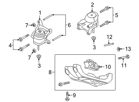 2020 Ford Police Interceptor Utility Engine & Trans Mounting Diagram 1 - Thumbnail