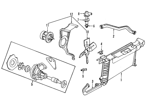 1984 Mercury Topaz Cooling System, Radiator, Water Pump, Cooling Fan Diagram