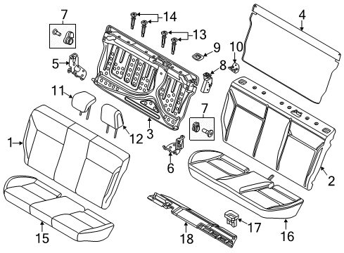 2012 Ford Focus Rear Seat Back Cover Assembly Diagram for CV6Z-5466601-AA