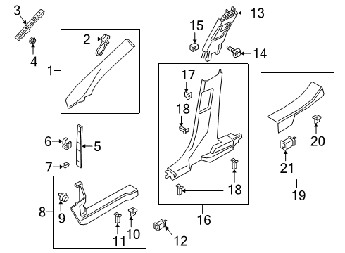 2022 Lincoln Corsair Interior Trim - Pillars Diagram