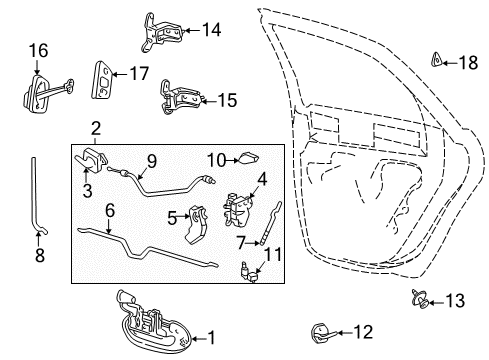 2004 Mercury Sable Rear Door - Lock & Hardware Diagram