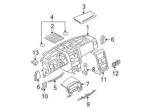 2008 Ford Explorer Louvre Assembly - Vent Air Diagram for 6L2Z-78046A77-AAA