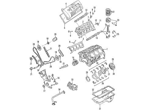 1997 Ford Mustang Crankshaft Assembly Diagram for F8ZZ-6303-AA