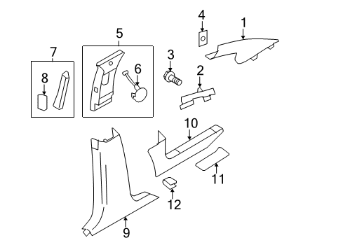 2007 Lincoln MKX Interior Trim - Pillars, Rocker & Floor Diagram