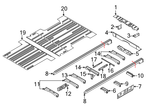 2019 Ford Transit-350 HD Rear Floor & Rails Diagram 2 - Thumbnail