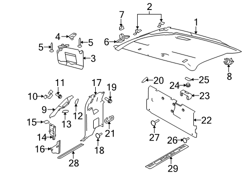 2014 Ford F-150 Headlining - Roof Diagram for BL3Z-1551944-BA