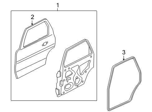 2006 Mercury Mariner Rear Door, Body Diagram 2 - Thumbnail