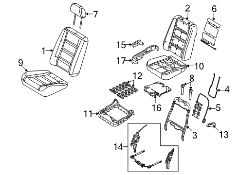 2009 Ford Taurus X Seat Back Cover Assembly Diagram for 8A4Z-7464417-AB