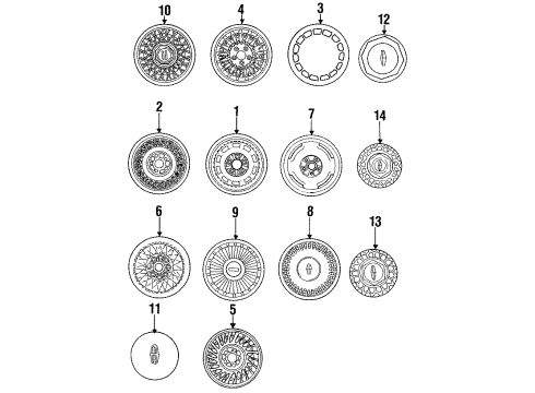 1990 Lincoln Continental Wheel Assembly Cast Alum 1 Diagram for F3OY1007E