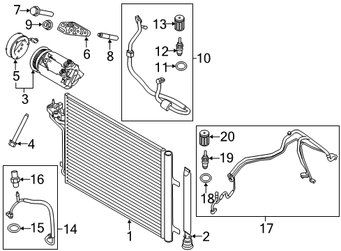 2017 Ford Transit Connect A/C Condenser, Compressor & Lines Diagram