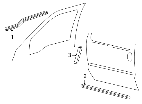 2005 Ford Excursion Exterior Trim - Front Door Diagram 3 - Thumbnail