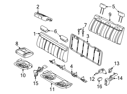 2009 Ford F-150 Rear Seat Cushion Cover Assembly Diagram for 9L3Z-1863805-GA