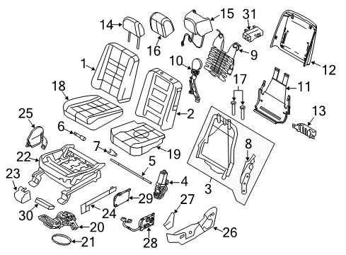 2019 Lincoln MKT Front Seat Components Diagram