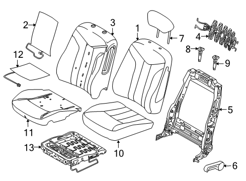 2011 Mercury Milan Head Rest Assembly Diagram for BN7Z-54611A08-AE