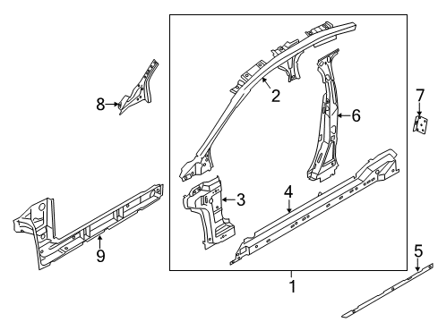 2020 Ford Police Responder Hybrid Center Pillar & Rocker Diagram