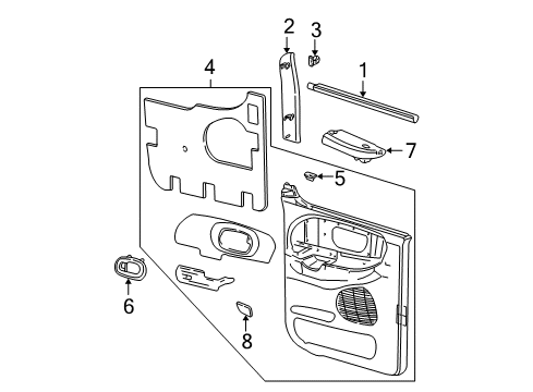 2002 Ford F-150 Weatherstrip - Door Diagram for YL3Z-1625860-AB