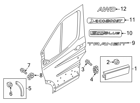 2017 Ford Transit-250 Moulding - Door Outside Diagram for BK3Z-6120938-AB