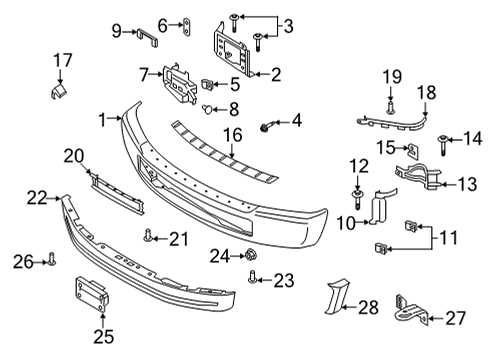 2020 Ford F-350 Super Duty Bumper & Components - Front Diagram 1 - Thumbnail