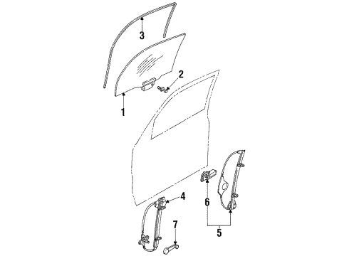 1998 Mercury Mystique Motor Assembly - Window Operating Diagram for F6RZ-5423395-AA