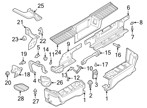 2024 Ford F-250 Super Duty Bumper & Components - Rear Diagram