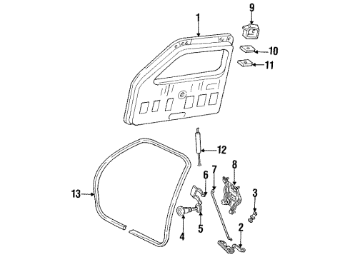 1995 Mercury Sable LAT ASY-LIFT GATE Diagram for F3DZ7443150A