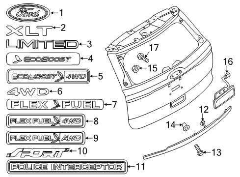 2015 Ford Explorer Lamp - Licence Plate - With Bulb Diagram for EB5Z-13B482-BC