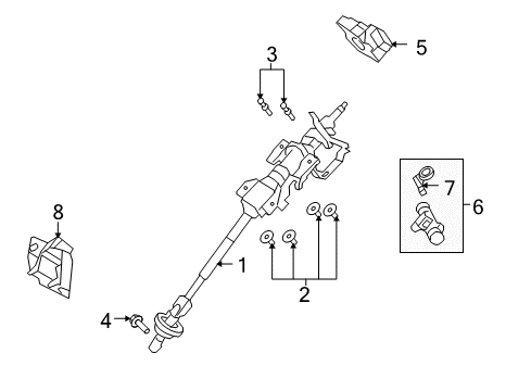 2007 Lincoln MKX Steering Column & Wheel, Steering Gear & Linkage Diagram 2 - Thumbnail