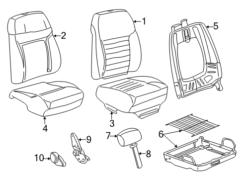 2004 Ford Mustang Seat Back Pad Diagram for 3R3Z-6364811-AA