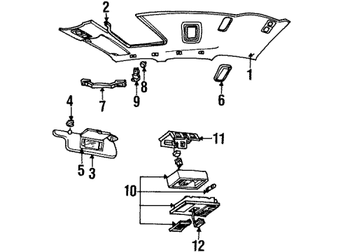 1997 Lincoln Town Car Sunvisor Assembly Gray Diagram for F7VZ5404105EAG