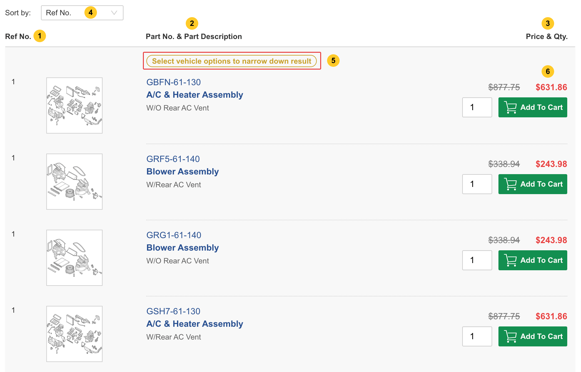 I'm on the part diagram page on desktop, what do these fields mean?